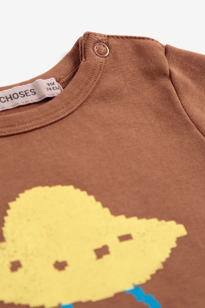 Chlapec Bobo Choses Body dojčenské bavlnené s elastanom Pixel Abduction 226AB037 hnedá