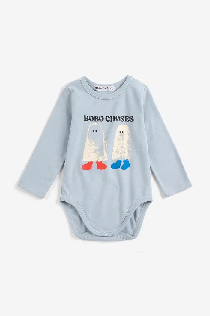 Bobo Choses κορμάκι παιδικό βαμβακερό με ελαστάν Booty Ghosts μπλε 226AB036