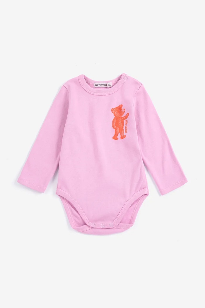 Bobo Choses body za bebe od pamuka s elastanom Softpaw Monster roza 226AB035