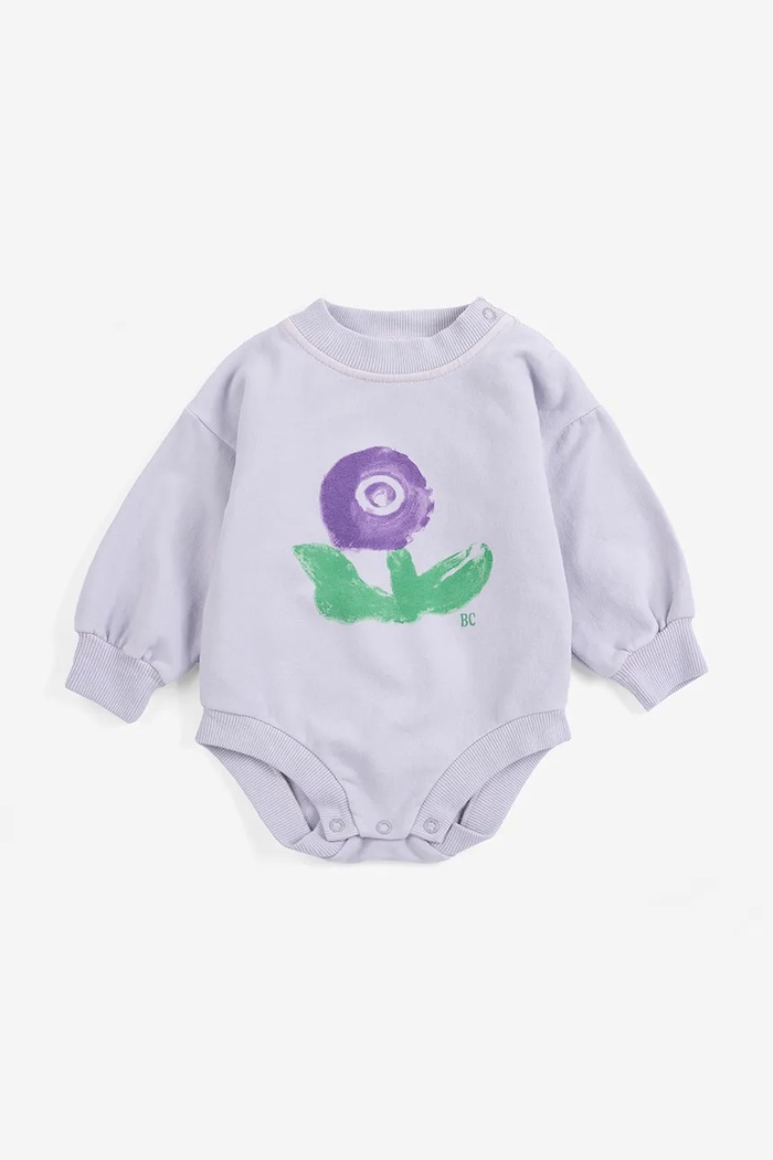 Bobo Choses Body detské bavlnené s elastanom Stamp Bloom fialová 226AB004