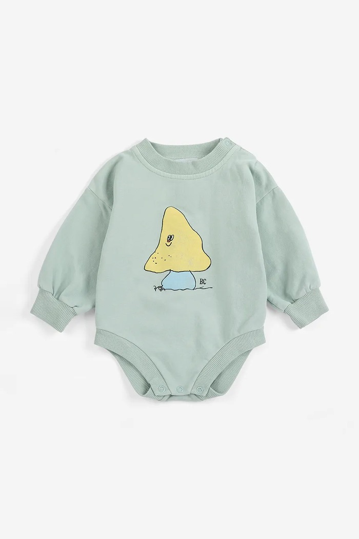 Bobo Choses Body dojčenské bavlnené s elastanom Mush Monster tyrkysová 226AB003