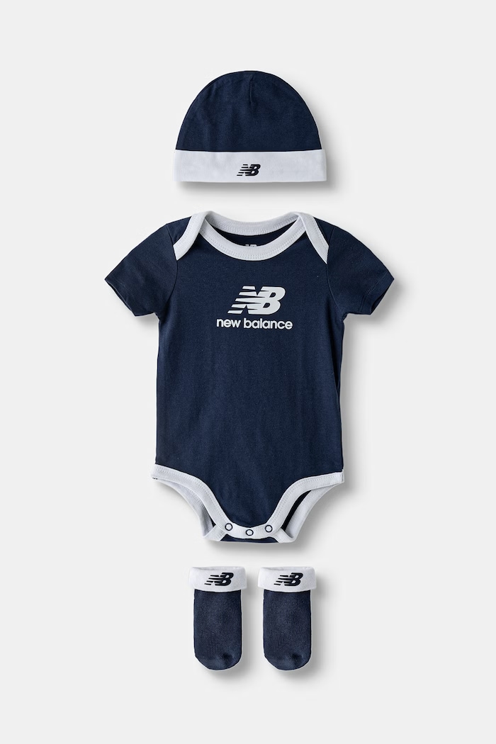 New Balance κορμάκι βρεφικό βαμβακερό σκούρο μπλε LAKB0106