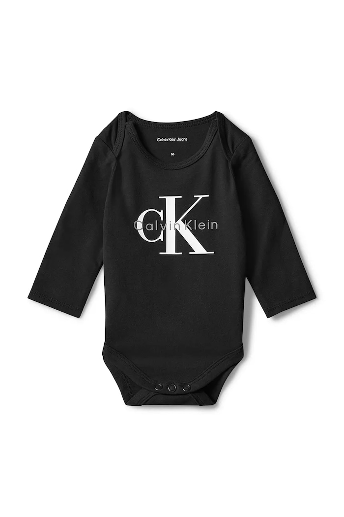 Calvin Klein Jeans Body niemowlęce bawełniane z elastanem czarny LVCKFJN01N.9BY2