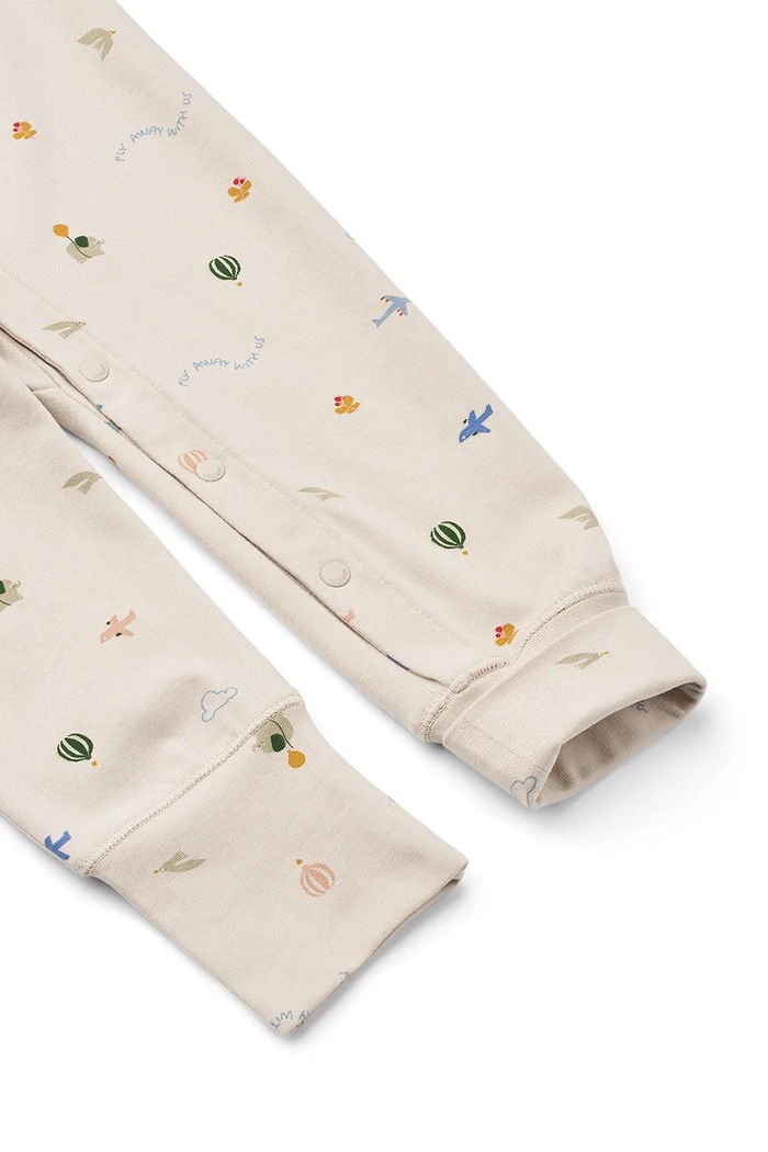 Liewood Φορμάκι παιδικό βαμβακερό με ελαστάν Birk Grow Printed Pyjamas Jumpsuit LW20983.9BY2 μπεζ AW26