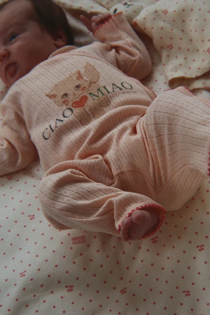Konges Sløjd Kombinezon dziecięcy bawełniany MINNIE ONESIE GOTS różowy KS106170.9BY2