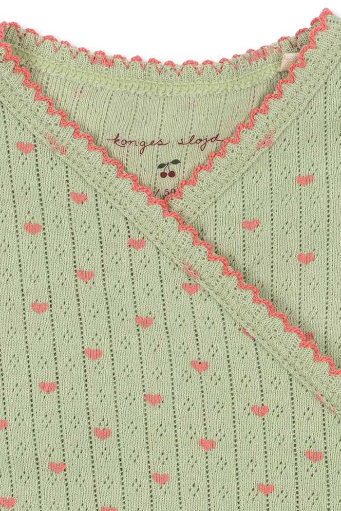 Chłopiec Konges Sløjd Pajacyk niemowlęcy bawełniany MINNIE NEWBORN ONESIE GOTS KS106169.9BY2 zielony