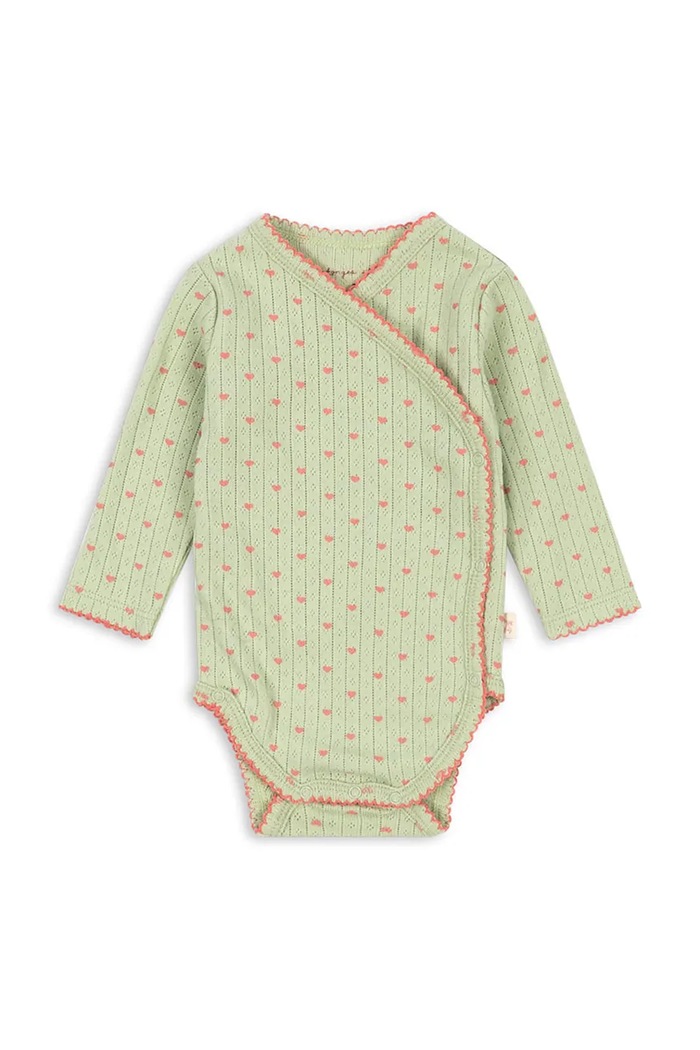 Konges Sløjd Body niemowlęce bawełniane MINNIE NEWBORN BODY GOTS zielony KS106168.9BY2