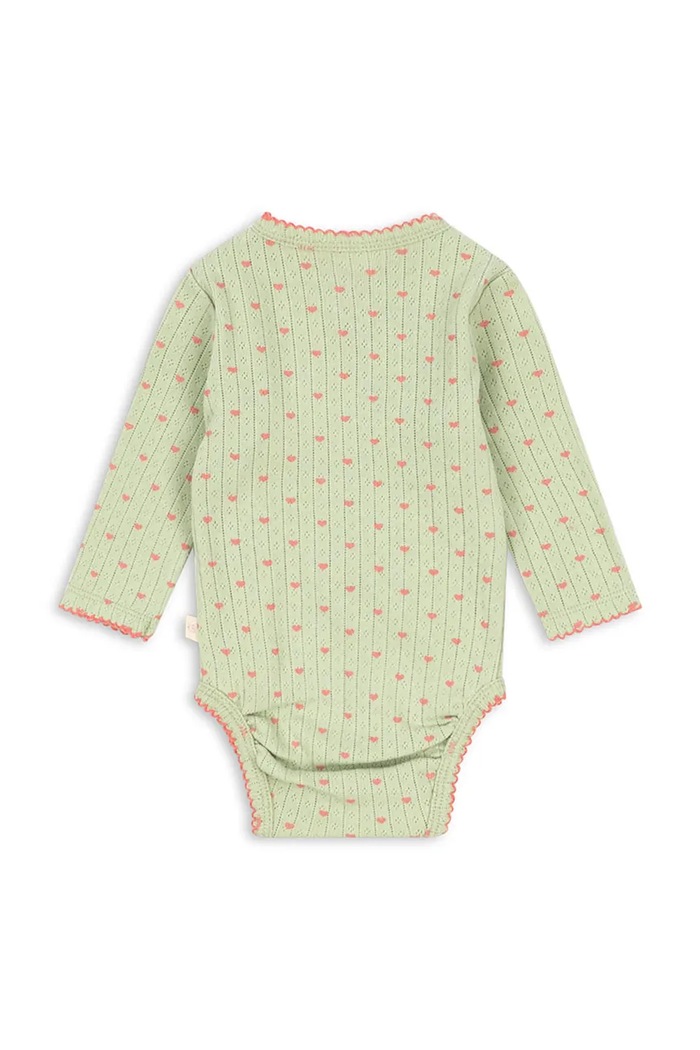 Konges Sløjd Body niemowlęce bawełniane MINNIE NEWBORN BODY GOTS KS106168.9BY2 zielony AW26