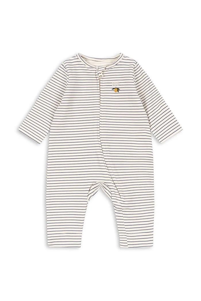 Konges Sløjd Pajacyk dziecięcy bawełniany z elastanem BASIC ZIP ONESIE GOTS biały KS105901.9BY2