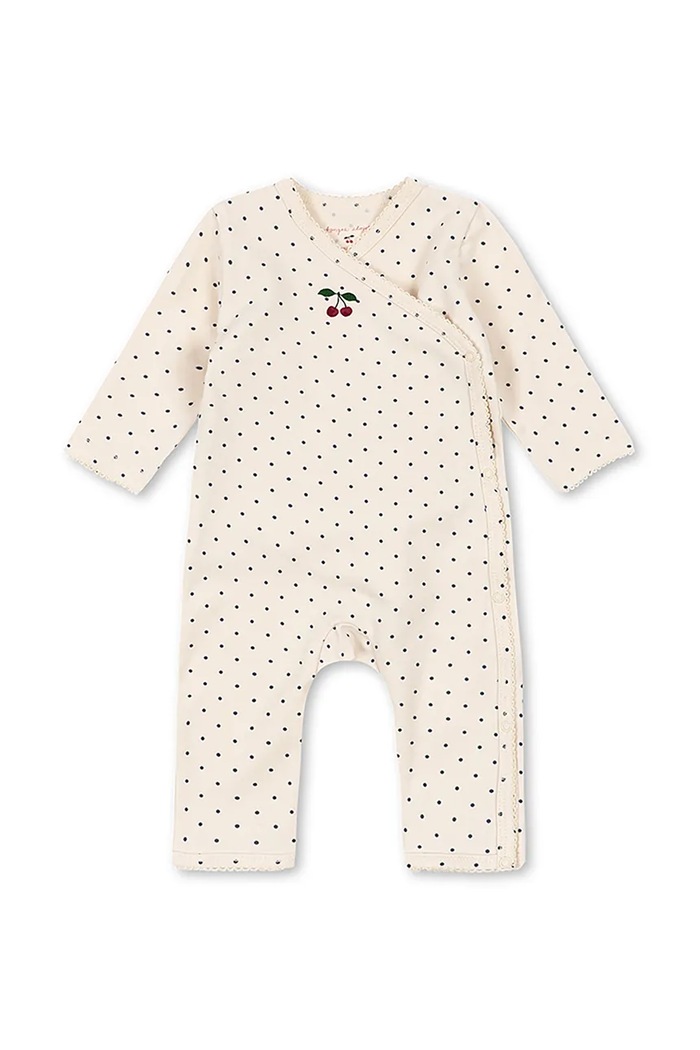 Konges Sløjd Pajacyk dziecięcy bawełniany z elastanem BASIC NEWBORN ONESIE GOTS beżowy KS105898.9BY2