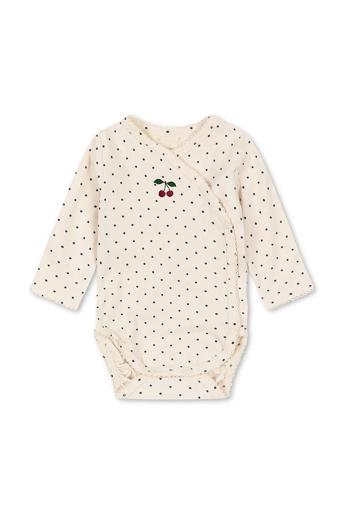 Konges Sløjd Body niemowlęce bawełniane z elastanem BASIC LS NEWBORN BODY GOTS beżowy KS105897.9BY2