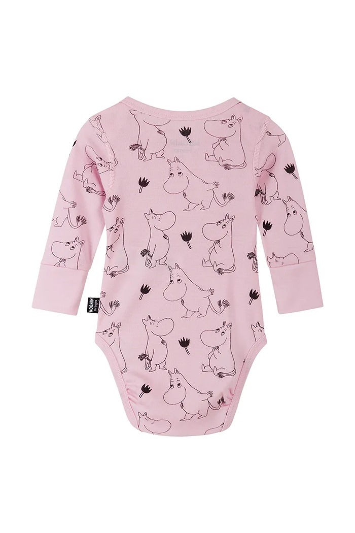 Reima body dziecięce z wełny merino Moomin Raraste 5200069E.9BY2 różowy AW26