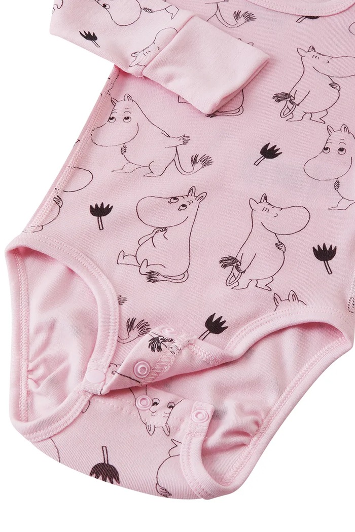 Chłopiec Reima body dziecięce z wełny merino Moomin Raraste 5200069E.9BY2 różowy