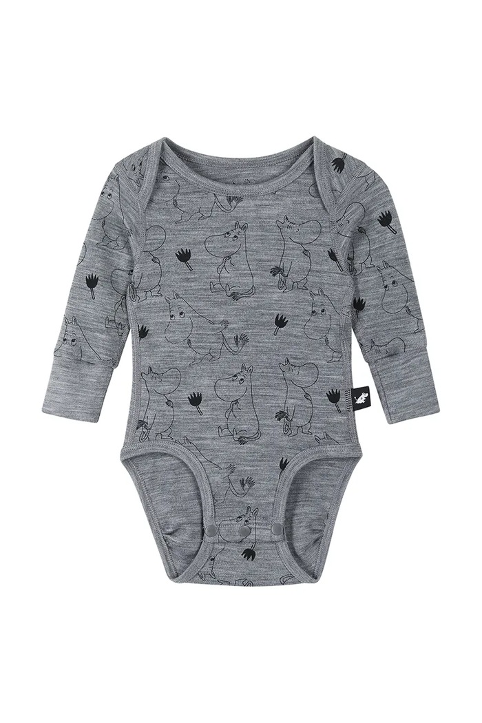 Reima body dziecięce z wełny merino Moomin Raraste szary 5200069E.9BY2