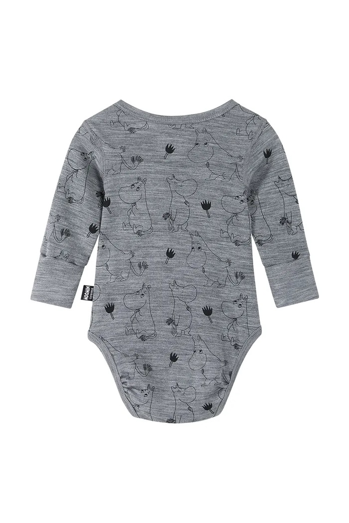 Reima body dziecięce z wełny merino Moomin Raraste 5200069E.9BY2 szary AW26