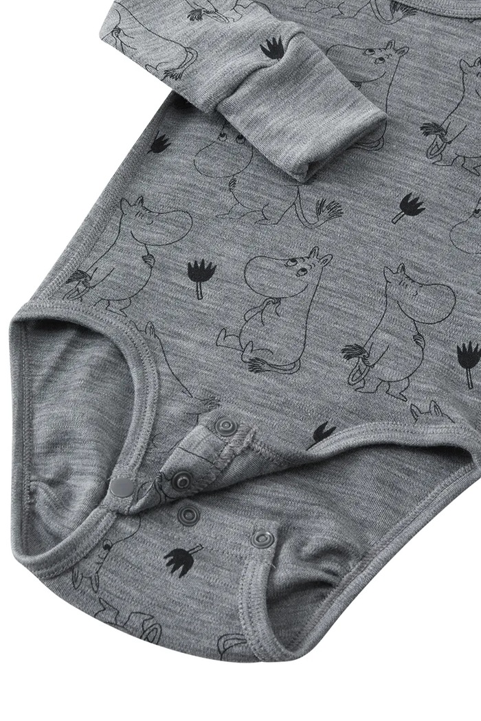 Chłopiec Reima body dziecięce z wełny merino Moomin Raraste 5200069E.9BY2 szary