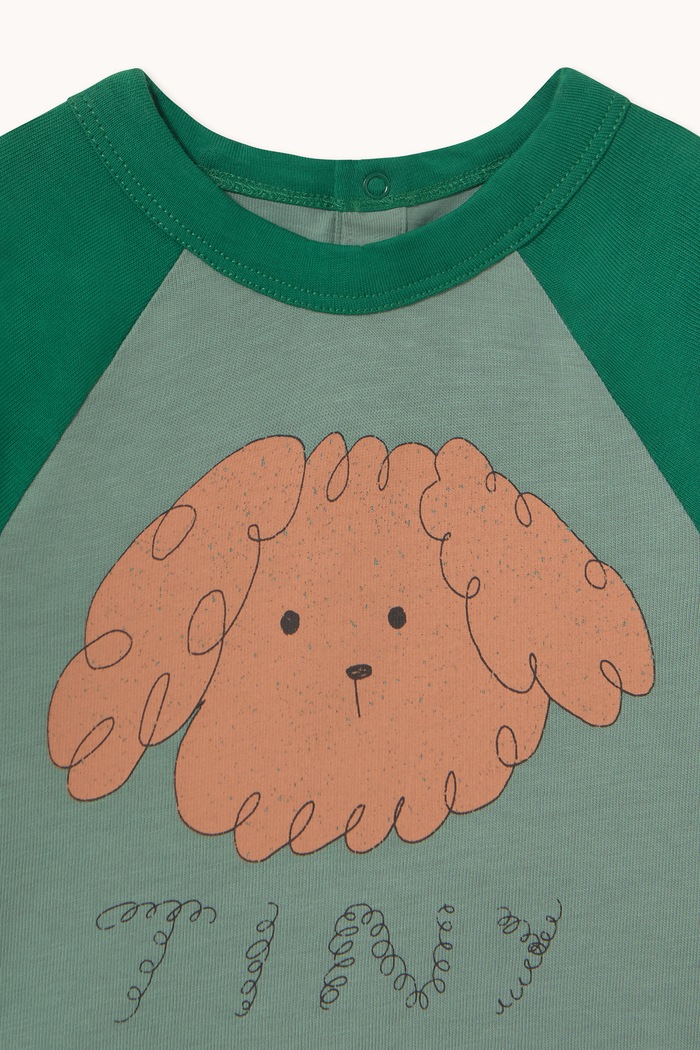 Chłopiec Tinycottons Body niemowlęce bawełniane CURLY DOG GRAPHIC BODY AW26.402 zielony