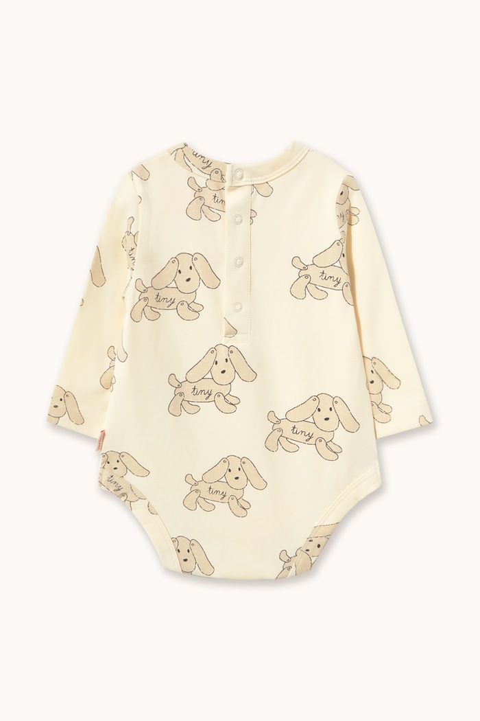 Tinycottons Body niemowlęce bawełniane z elastanem DOGS BODY AW26.298 beżowy AW26
