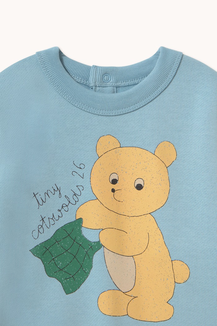Chłopiec Tinycottons Pajacyk niemowlęcy bawełniany BEAR GRAPHIC ONE-PIECE AW26.426 niebieski