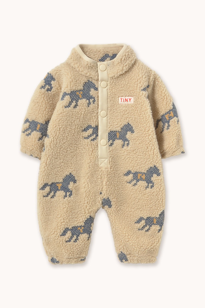 Tinycottons Pajacyk niemowlęcy HORSES SHERPA ONE-PIECE beżowy AW26.251