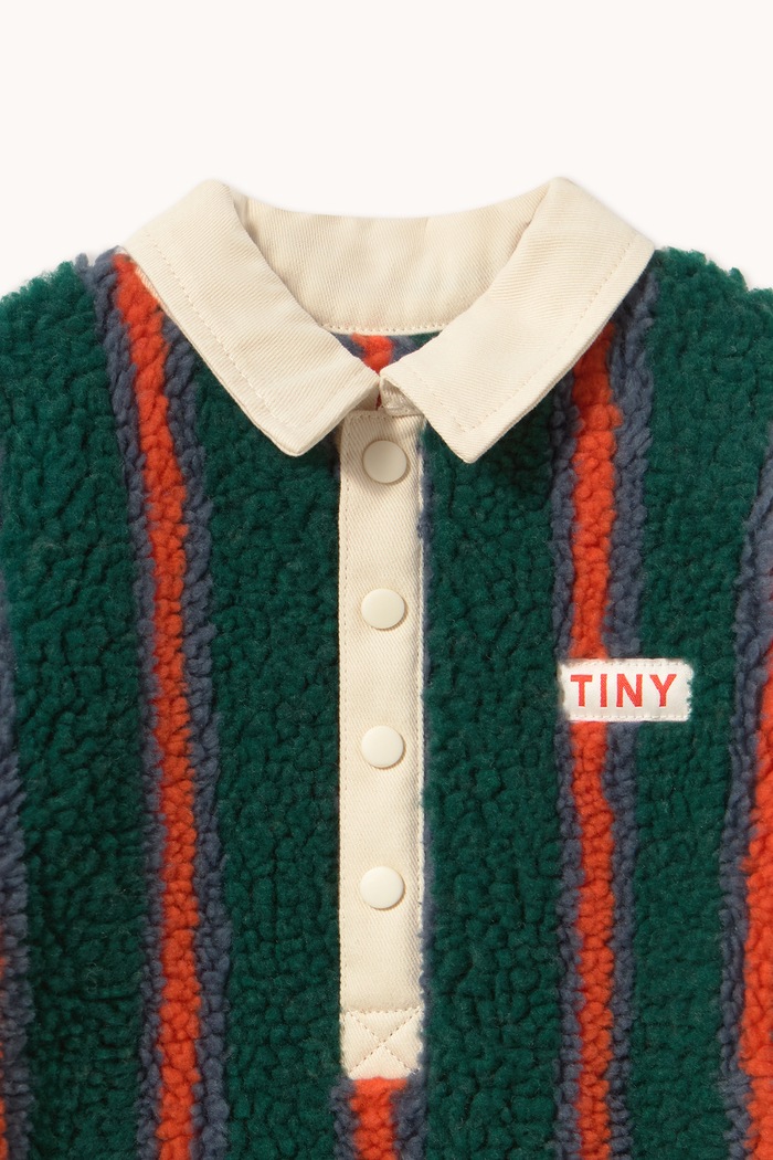 Chłopiec Tinycottons Pajacyk niemowlęcy MULTICOLOR STRIPES POLO SHERPA ONE-PIECE AW26.246 zielony