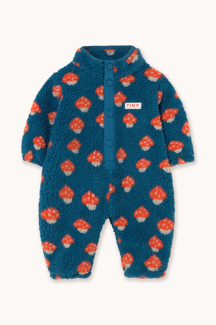 Tinycottons Pajacyk niemowlęcy TINY MUSHROOMS SHERPA ONE-PIECE niebieski AW26.236