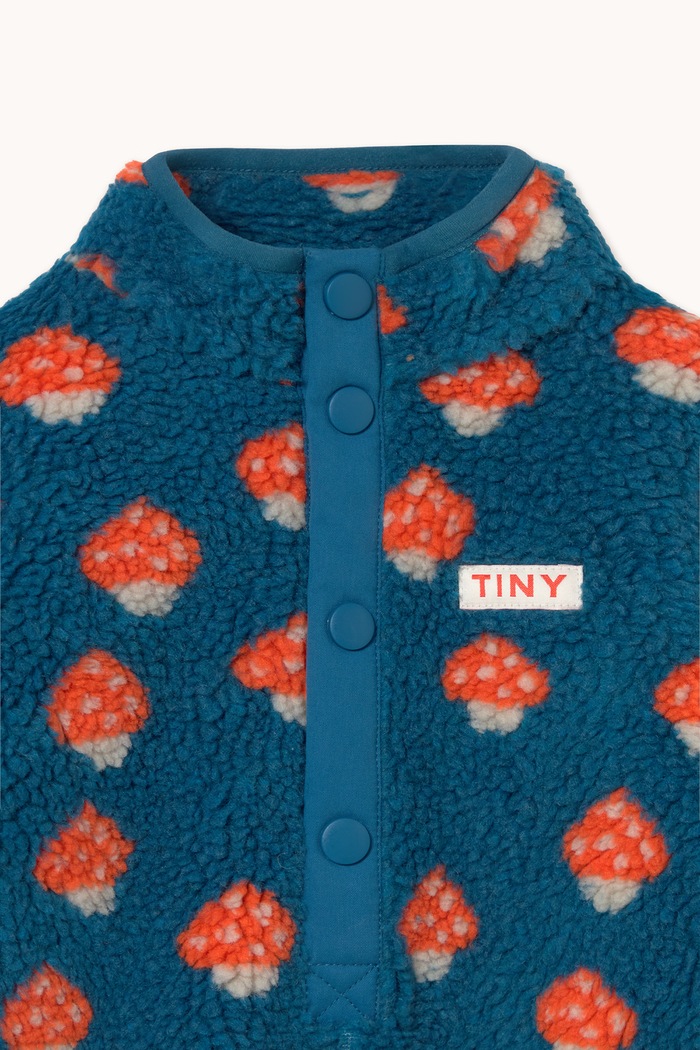 Chłopiec Tinycottons Pajacyk niemowlęcy TINY MUSHROOMS SHERPA ONE-PIECE AW26.236 niebieski