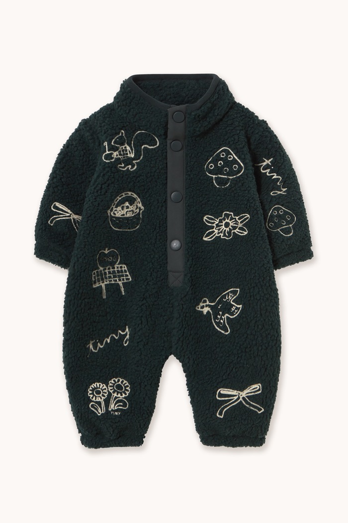 Tinycottons Pajacyk niemowlęcy TINY APPLES SHERPA ONE-PIECE granatowy AW26.296