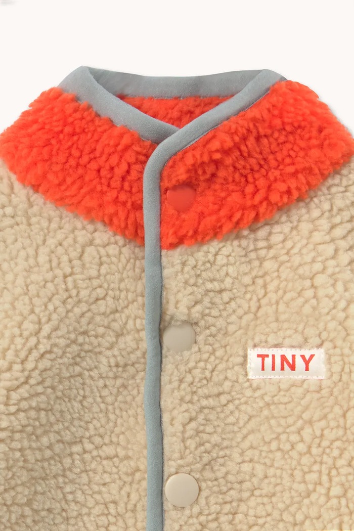 Chlapec Tinycottons overal dojčenský flísový COLOR BLOCK SHERPA ONE-PIECE AW26.253 béžová