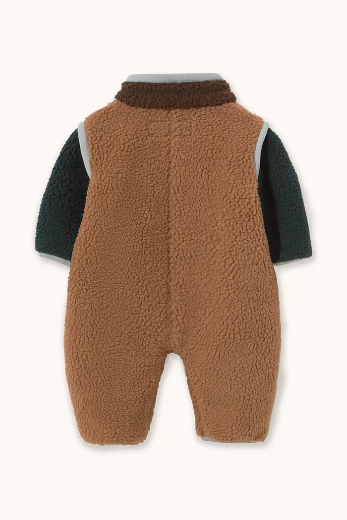 Tinycottons dupačky kojenecké fleecové COLOR BLOCK SHERPA ONE-PIECE AW26.253 hnědá AW26