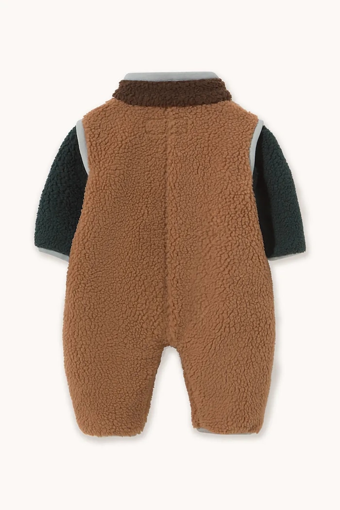 Tinycottons dupačky kojenecké fleecové COLOR BLOCK SHERPA ONE-PIECE AW26.253 hnědá AW26