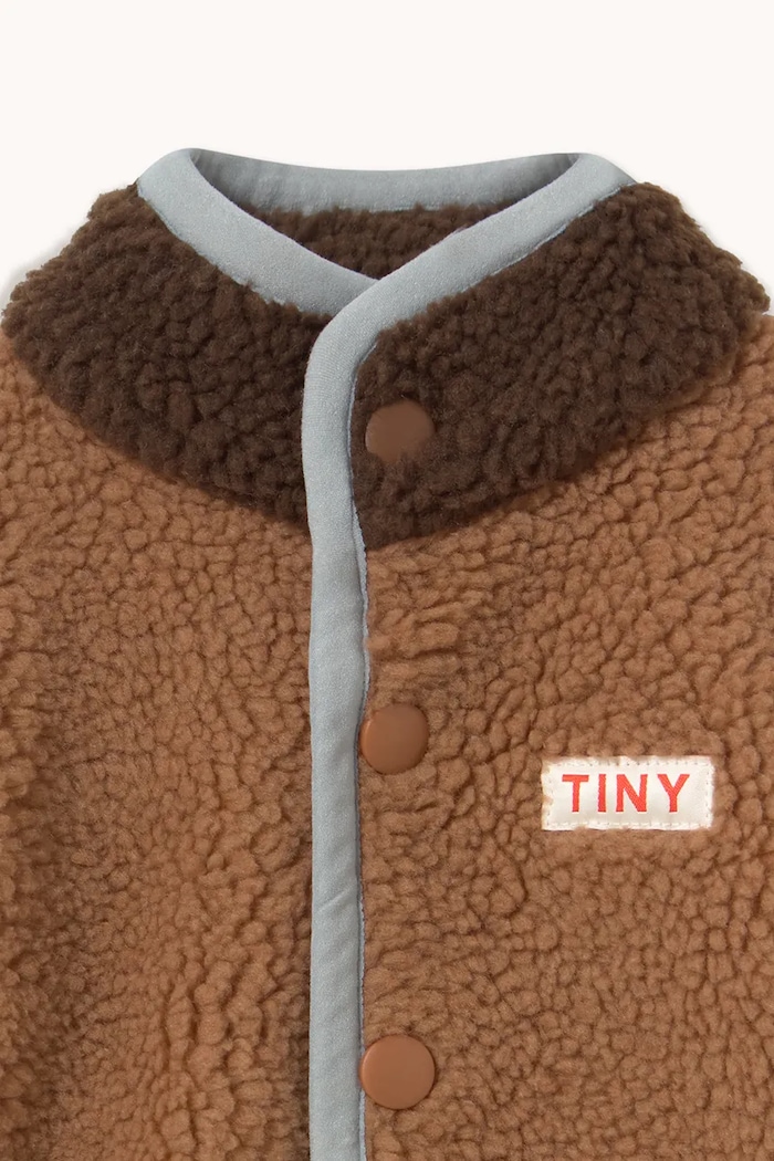 CHLAPEC Tinycottons dupačky kojenecké fleecové COLOR BLOCK SHERPA ONE-PIECE AW26.253 hnědá