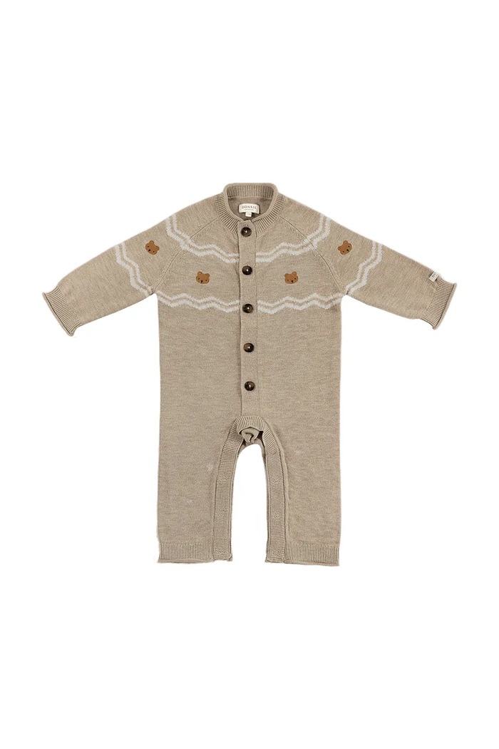 Donsje Pajacyk niemowlęcy z wełny merino Guillaume Merino Wool Jumpsuit Bears beżowy 3051601
