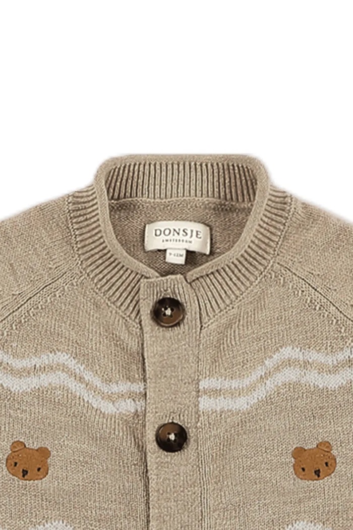 Chłopiec Donsje Pajacyk niemowlęcy z wełny merino Guillaume Merino Wool Jumpsuit Bears 3051601 beżowy