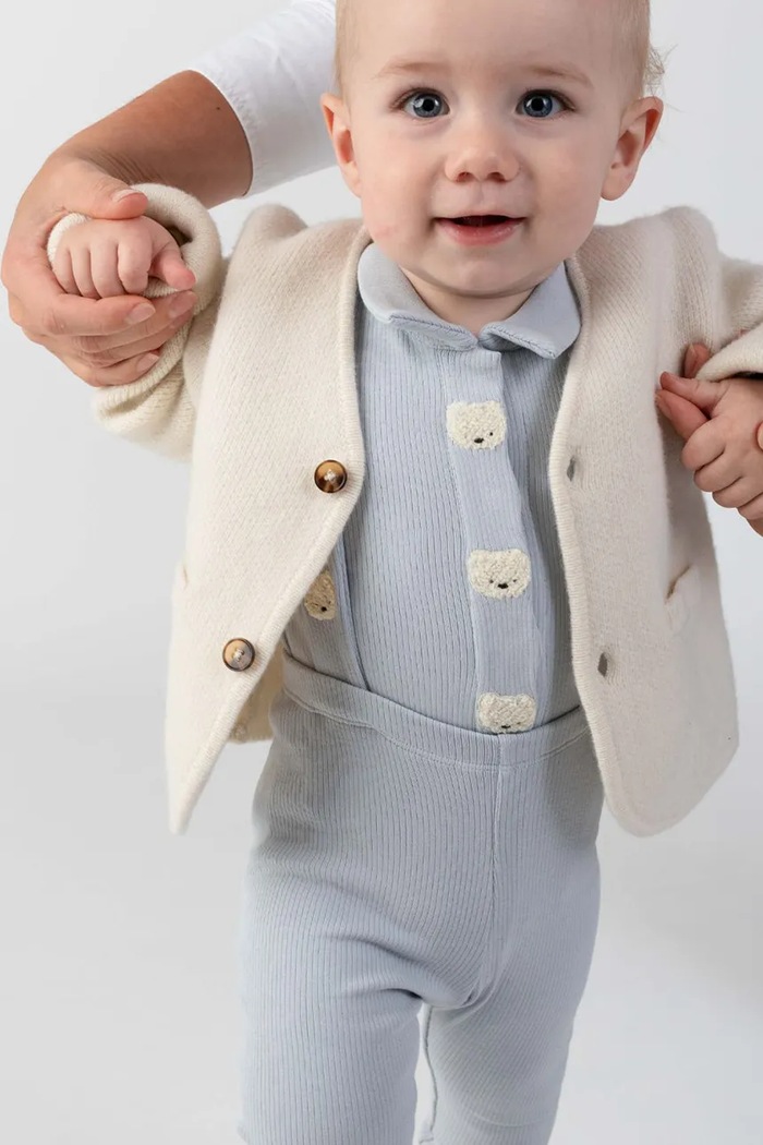 Donsje body pentru bebeluși din bumbac cu elastan Finnian Bodysuit Polar Bears albastru 3051302