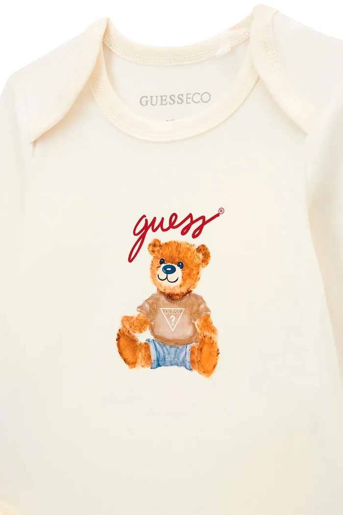 Chłopiec Guess zestaw niemowlęcy bawełniany z elastanem H6YG08.K4134.9BY2 beżowy