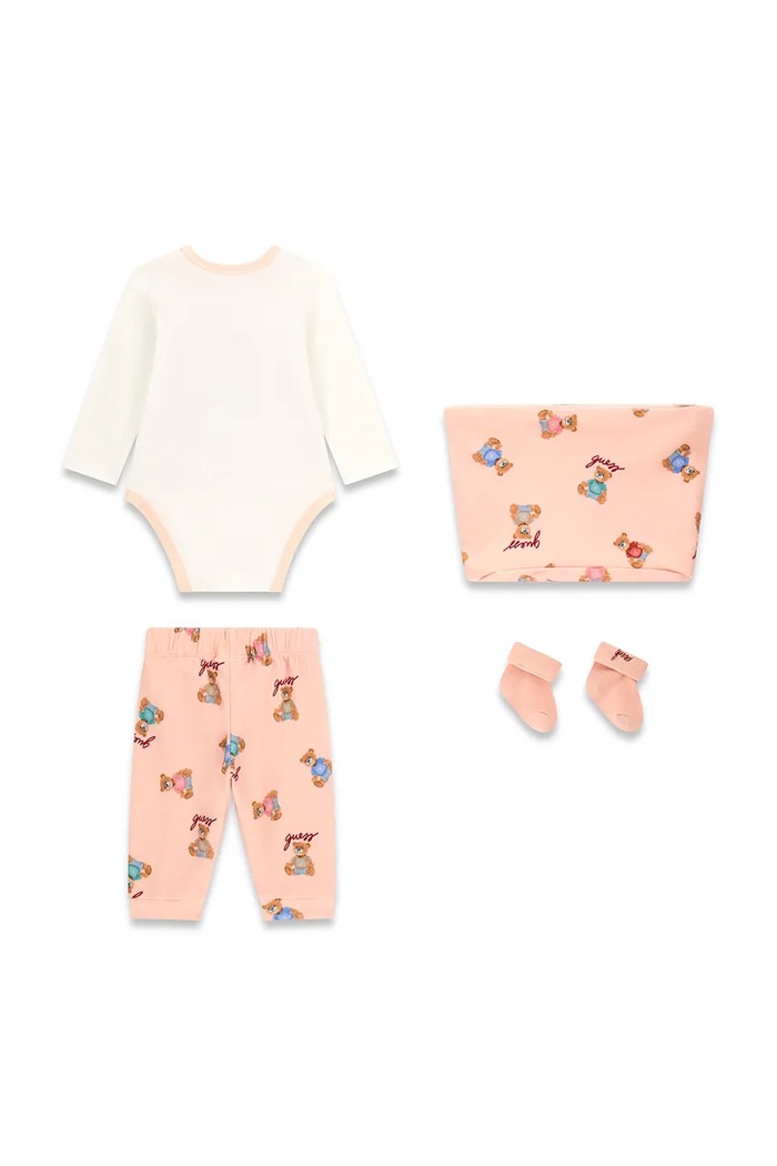 Guess zestaw niemowlęcy bawełniany z elastanem H6YG08.K4134.9BY2 różowy AW26