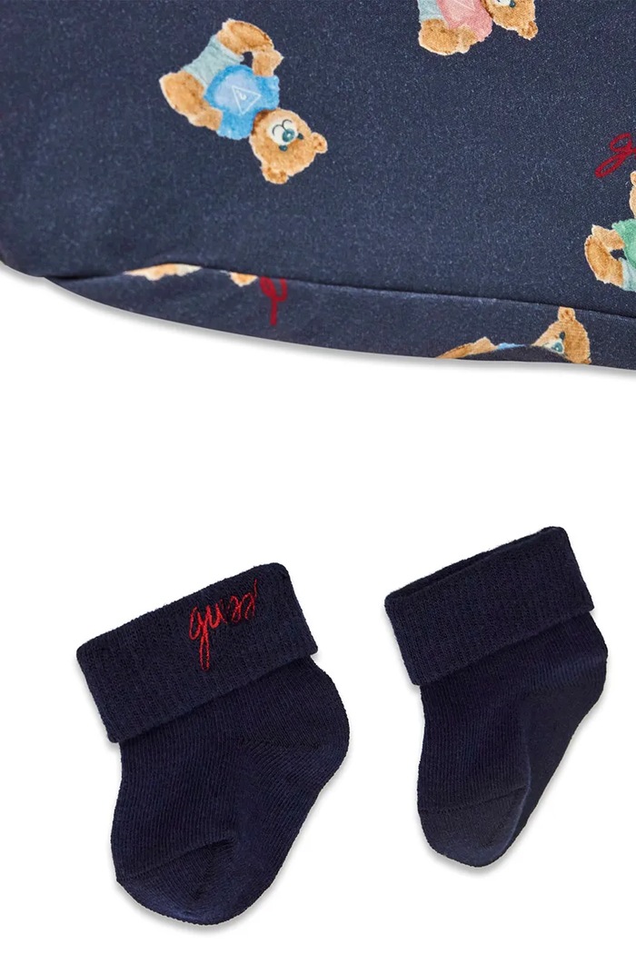 Guess zestaw niemowlęcy bawełniany z elastanem granatowy H6YG08.K4134.9BY2