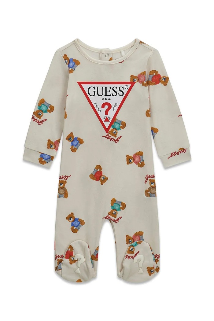 Guess śpiochy niemowlęce bawełniane beżowy H6YG07.K4131.9BY2