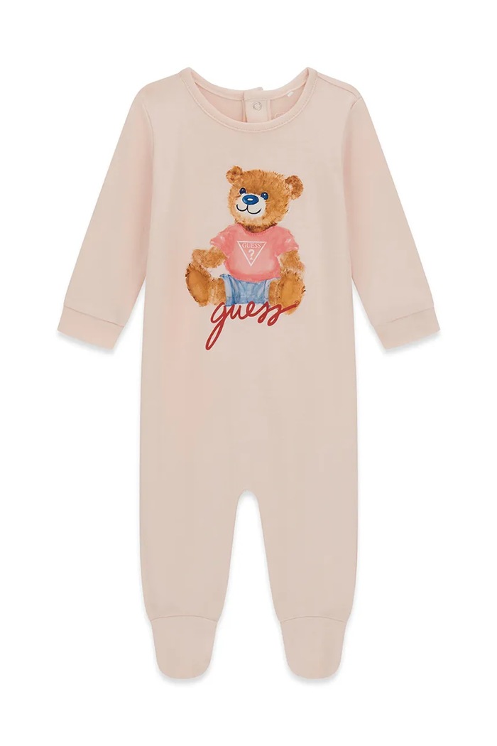 Guess pajacyk niemowlęcy bawełniany beżowy H6YG06.K4129.9BY2