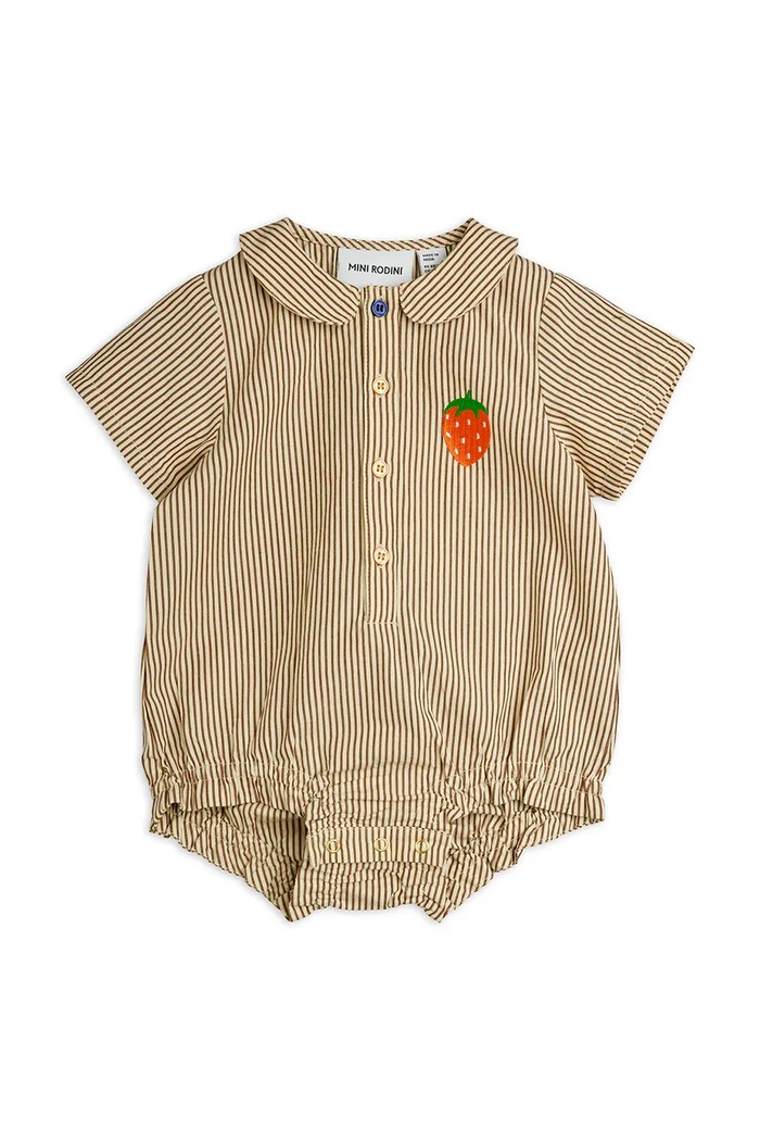 Mini Rodini κορμάκι βρεφικό βαμβακερό Poplin 26640100 μπεζ AW26