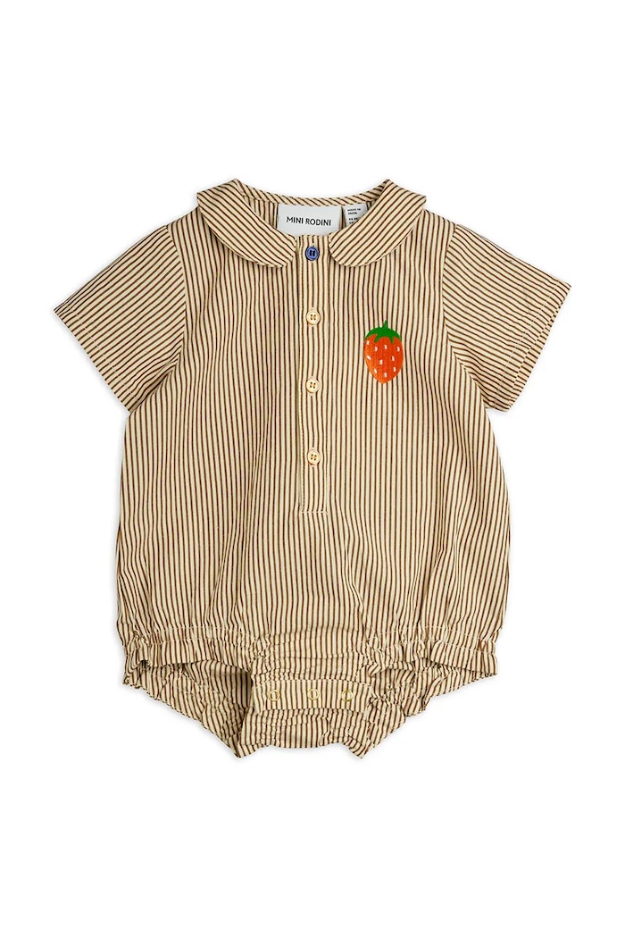 Mini Rodini κορμάκι βρεφικό βαμβακερό Poplin 26640100 μπεζ AW26