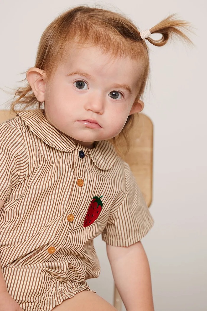 Mini Rodini κορμάκι βρεφικό βαμβακερό Poplin 26640100 μπεζ