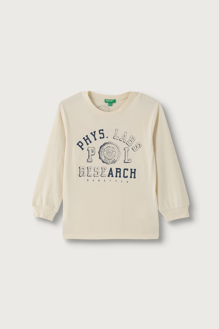 United Colors of Benetton Longsleeve dziecięcy bawełniany beżowy 3I1XC10UJ.G.Seasonal