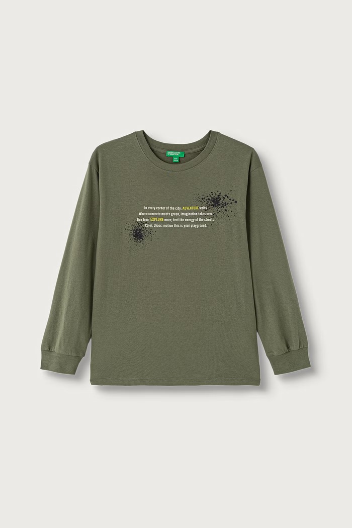 United Colors of Benetton Longsleeve dziecięcy bawełniany zielony 3I1XC10UJ.G.Seasonal