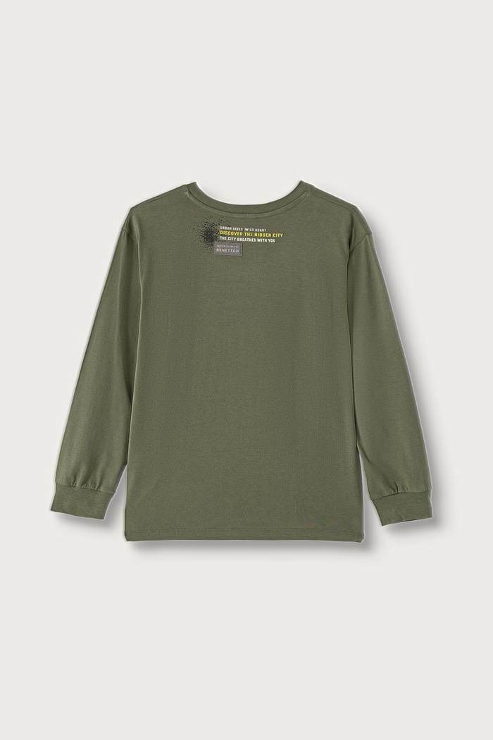 United Colors of Benetton Longsleeve dziecięcy bawełniany 3I1XC10UJ.G.Seasonal zielony AW26