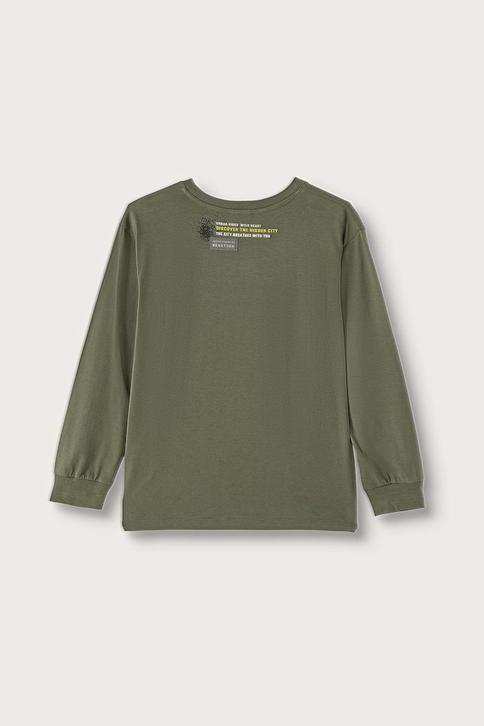 United Colors of Benetton Longsleeve dziecięcy bawełniany 3I1XC10UJ.G.Seasonal zielony AW26