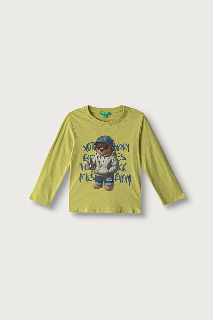 United Colors of Benetton Longsleeve dziecięcy bawełniany zielony 3I1XG10NL.P.Seasonal