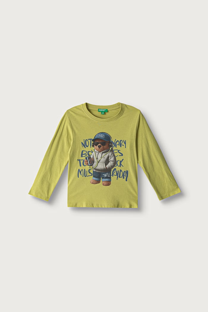 United Colors of Benetton Longsleeve dziecięcy bawełniany zielony 3I1XG10NL.P.Seasonal