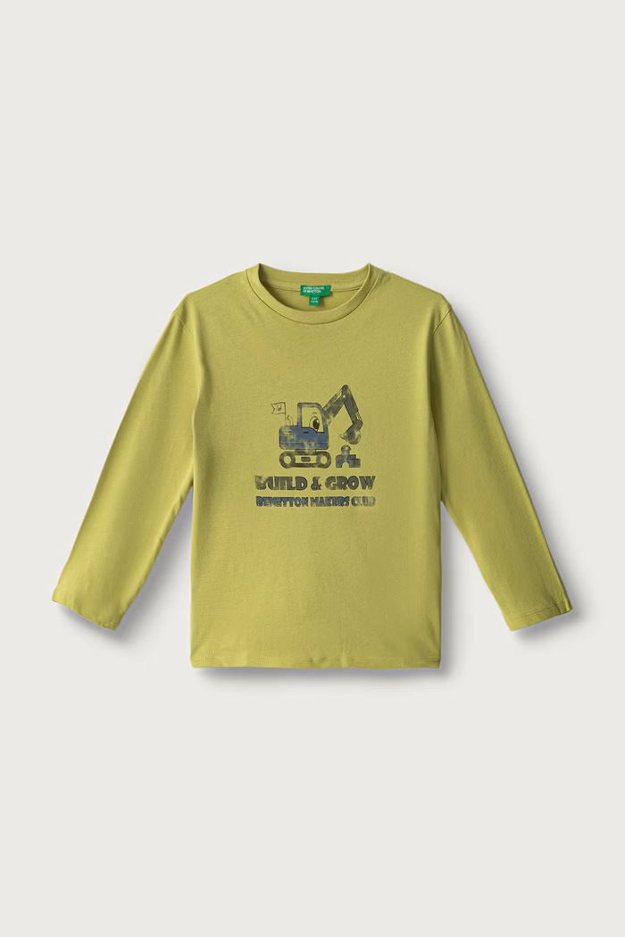 United Colors of Benetton Longsleeve dziecięcy bawełniany zielony 3ATNG10NP.P.Seasonal